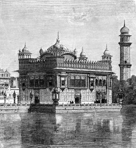 Der Goldene Tempel und der See der Unsterblichkeit in Amritsar, Indien, 1895