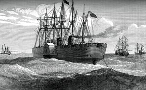 Die Great Eastern verlegt das Atlantik-Telegraphenkabel, ca. 1865, ca. 1880