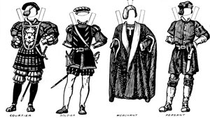 Die Große Galerie der britischen Kostüme: Kleid getragen zur Zeit von Heinrich VIII., ca. 1934