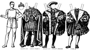 Die große Galerie der britischen Kostüme: Kleid getragen in der Zeit von Heinrich VIII., um 1934