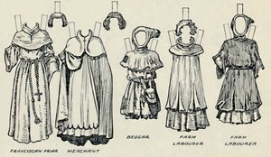 Die Große Galerie der Britischen Kostüme: Verschiedene Kleider aus der Normannenzeit, um 1934