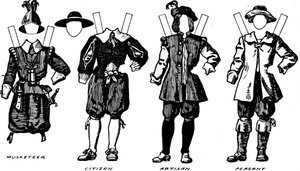 Die große Galerie der historischen Kostüme: Kleid getragen in der Regierungszeit von James I., ca. 1934