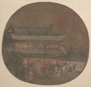 Der unsterbliche Lü Dongbin erscheint über dem Yueyang-Pavillon, spätes 13. bis frühes 14. Jahrhundert von Unbekannt