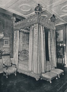 Das Schlafzimmer des Königs in Knole. Bettgestell für James I. gemacht, 1928
