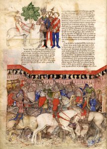 Die Ritter der Tafelrunde Miniatur aus La Quête du Saint Graal et la Mort d’Arthus, ca. 1220 von Unbekannt
