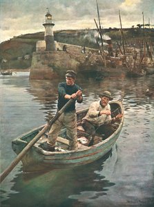 Der Leuchtturm Newlyn, Cornwall, 1893, um 1902 von Unbekannt