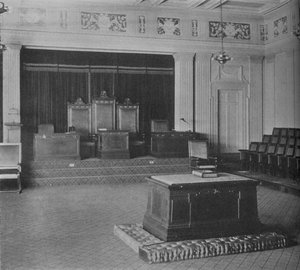 Der Lodge Room mit dekorativem Fries, Freimaurertempel, Birmingham, Alabama