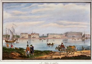 Der Marmorpalast und die Newa-Uferpromenade, St. Petersburg, Russland, 1822 von Unbekannt