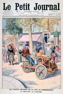Die Modernisierung der Straßenhändler: das Messerschleiferauto, 1911 von Unbekannt