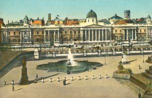Die Nationalgalerie und der Trafalgar Square, London, um 1910