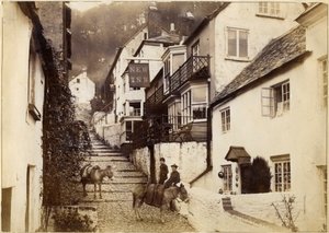 Das New Inn und die Straße, Clovelly, Devon, spätes 19. oder frühes 20. Jahrhundert