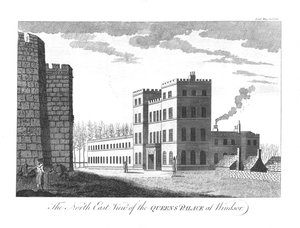 Die Nordostansicht des Königinnenpalastes in Windsor, 1780