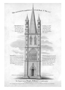 Der ursprüngliche alte Turm von St. Michael in Cornhill, London, 1421