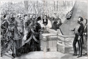 Die Prinzessin von Wales tauft das neue Panzerschiff Alexandra, 1875 von Unbekannt