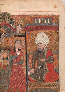 Die Königin Ilar Irakht vor dem König, ihn vor den Brahmanen warnend, Folio..., 18. Jahrhundert von Unbekannt