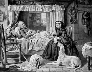 Die Königin in einem Cottage-Schlafzimmer von Unbekannt