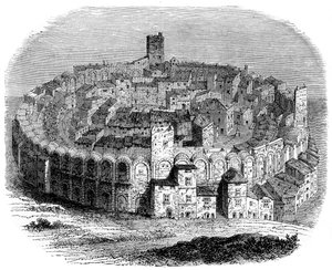 Das römische Amphitheater in Arles, Provence, Frankreich, 1666