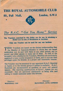 Gutscheine des Royal Automobile Club, 1952