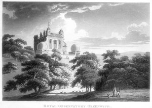 Das Royal Greenwich Observatory, Flamsteed House, Greenwich Park, London, ca. 1820