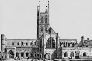 Die Südseite von St. Saviours, Southwark, zeigt das ehemalige Kirchenschiff, ca. 1825, 1912 von Unbekannt