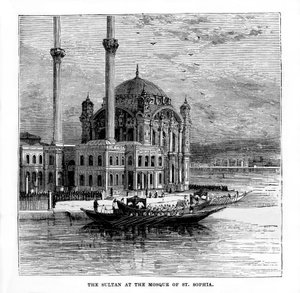 Der Sultan in der Moschee von St. Sophia, Konstantinopel, Türkei, 19. Jahrhundert