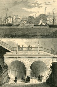 Der Themse-Tunnel, wie er bei der ursprünglichen Eröffnung für den Verkehr aussah, um 1872