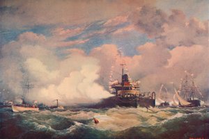 Das Turm-Panzerschiff Devastation bei Spithead