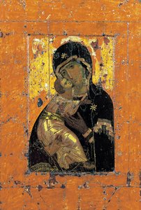 Die Jungfrau von Wladimir, byzantinische Ikone, frühes 12. Jahrhundert von Unbekannt