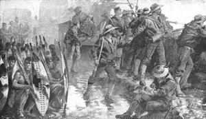 Der Zulukrieg, 1879: Männer der H.M.S. Shah im Laager bei Ginghilovo, 1901