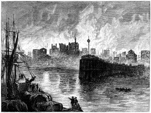Das Brennen von Chicago, Illinois, USA, 1871 um 1880