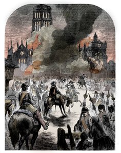 Der Brand der St. Pauls Kathedrale während des Großen Brandes von London, um 1902 von Unbekannt