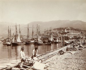 Der Bau eines Piers in Jalta, Krim, spätes 19. Jahrhundert
