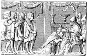 Die Krönung von Kaiser Sigismund 1368-1437 durch Papst Eugen IV, 15. Jahrhundert 1849