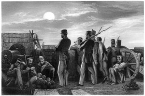 Die Verteidiger auf der Wache, Batterie in Lucknow, 1857 von Unbekannt