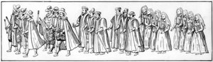 Die treuen Untertanen, die die Prozession bei Elizabeths Beerdigung führten, 1603