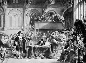Der berühmte Prozess von Karl I. in der Westminster Hall im Januar 1649, ca. 1905