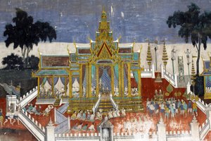 Das Innere der Silberpagodenmauern ist mit Wandmalereien bedeckt, die Geschichten aus dem Reamker darstellen, d.h. die Khmer-Version des klassischen indischen Epos, des Ramayana. Einige Abschnitte der Wandmalereien sind beschädigt und verwittert. Die Wandm