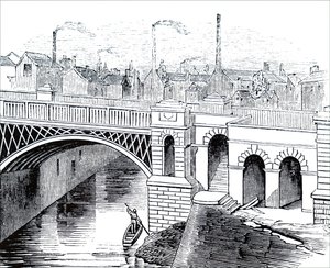 Die Eisenbrücke über den Irwell-Fluss von Unbekannt
