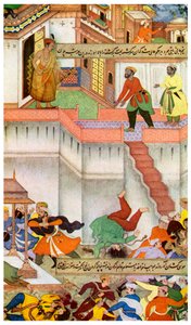 Die Tötung von Adham Khan durch Akbar, ca. 1600, 1956 von Unbekannt