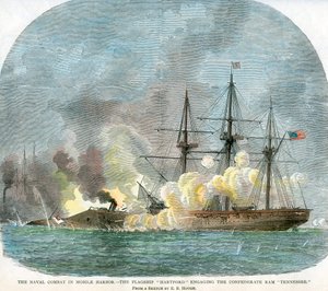 Die Seeschlacht im Mobile Harbour, Alabama, Amerikanischer Bürgerkrieg, 5. August 1864 von Unbekannt