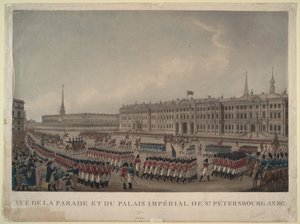 Die Parade vor dem Winterpalast in St. Petersburg im Jahr 1812, 1812 von Unbekannt
