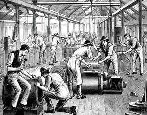 Die Pumpenwerkstatt in einem Werk in Cornwall, ca. 1880 von Unbekannt