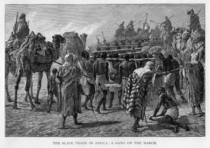 Der Sklavenhandel in Afrika: eine Gruppe auf dem Marsch, um 1875