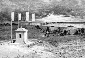 Das Grab eines Lamas und ein Lager, Mongolische Wüste, ca. 1890 von Unbekannt