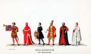 Theaterkostümentwürfe für Shakespeares Stück, Heinrich VIII, 19. Jahrhundert
