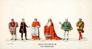Theaterkostümentwürfe für Shakespeares Stück, Heinrich VIII., 19. Jahrhundert von Unbekannt