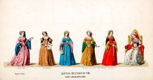 Theaterkostümentwürfe für Shakespeares Stück, Heinrich VIII, 19. Jahrhundert von Unbekannt