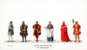 Theaterkostümentwürfe für Shakespeares Stück, Heinrich VIII., 19. Jahrhundert