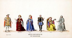 Theaterkostümentwürfe für Shakespeares Stück, Heinrich VIII., 19. Jahrhundert von Unbekannt