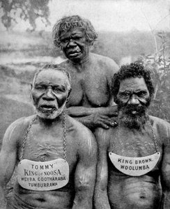 Drei Aborigines von den Küstenstämmen oberhalb von Brisbane, Australien, 1922